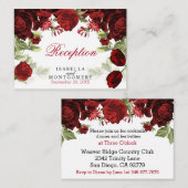 美しいえんじ色の花柄-披露宴 エンクロージャーカード (正面/裏面)