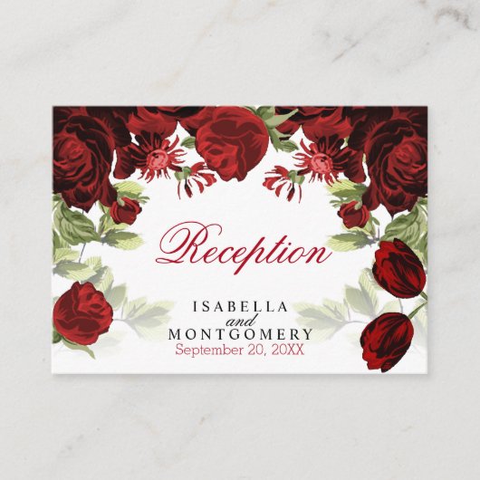 美しいえんじ色の花柄-披露宴 エンクロージャーカード (正面)