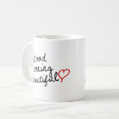 美しいおはよう! コーヒーマグカップ (正面左)