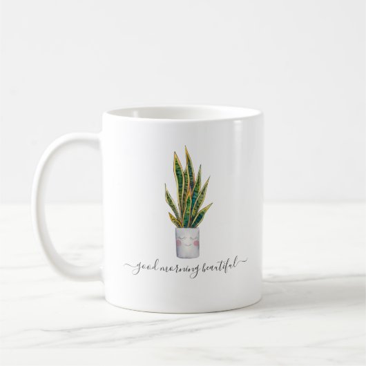 美しいおはよう | 可愛い鉢植え コーヒーマグカップ (左)