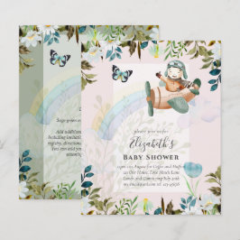 美しいおもしろいパイロット男の赤ちゃんシャワー招待状