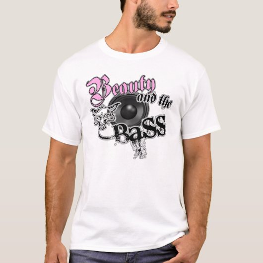 美しいおよび低音の女の子EDM低音音楽ロゴ Tシャツ (正面)