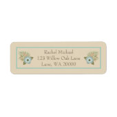 美しいおよび気品のビーチの花柄 ラベル (正面)