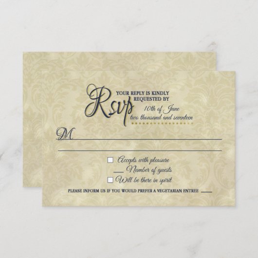 美しいおよび獣テーマの結婚RSVPカード 出欠カード (正面/裏面)