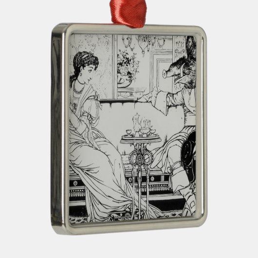 美しいおよび獣1874年(litho) (b/wの写真) メタルオーナメント (右)