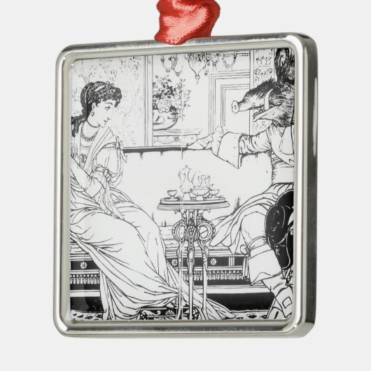 美しいおよび獣1874年(litho) (b/wの写真) メタルオーナメント (左)