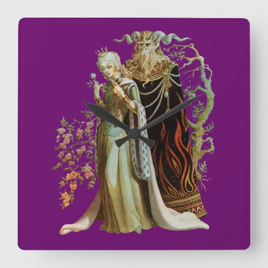 美しいおよび獣 スクエア壁時計 (正面)