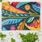 美しいおカラフル富フローラアートパターン。 キッチンタオル (折り畳み)