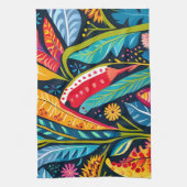 美しいおカラフル富フローラアートパターン。 キッチンタオル (縦)