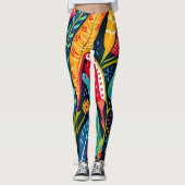 美しいおカラフル富フローラアートパターン レギンス (正面)