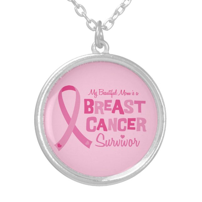 美しいお母さんの乳癌の生存者のジュエリー シルバープレートネックレス (正面)