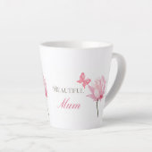 美しいお母さん 花柄と蝶のモチーフ 上品なマザーズ カフェラテマグ (右アングル)
