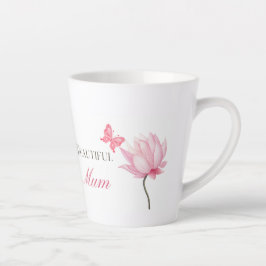 美しいお母さん 花柄と蝶のモチーフ 上品なマザーズ カフェラテマグ
