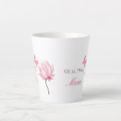 美しいお母さん 花柄と蝶のモチーフ 上品なマザーズ カフェラテマグ (正面)