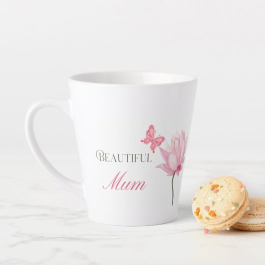 美しいお母さん 花柄と蝶のモチーフ 上品なマザーズ カフェラテマグ (インサイチュ)