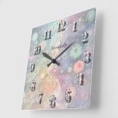 美しいお洒落カラフル新学期 スクエア壁時計 (傾斜)