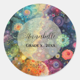 美しいお洒落カラフル新学期 ラウンドシール