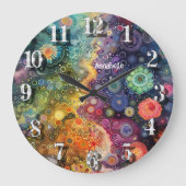 美しいお洒落カラフル新学期 ラージ壁時計 (正面)