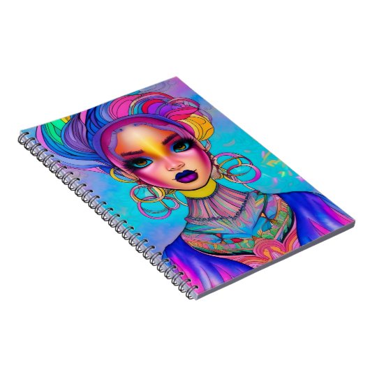 美しいお洒落茶色の目の少女 ノートブック (右側)