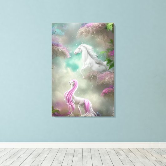 美しいお洒落馬の動物のトリプチ キャンバスプリント (インサイチュ (ウッドフロア))