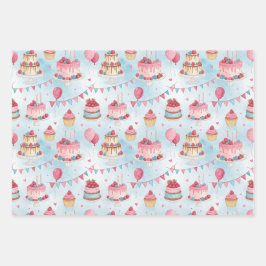 美しいお誕生日ケーキ ラッピングペーパーシート