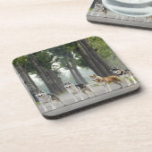 . .美しいかすれた犬の跡自然 コースター (左側)