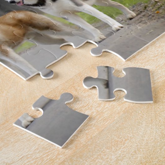 . .美しいかすれた犬の跡自然 ジグソーパズル (側面)