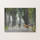 . .美しいかすれた犬の跡自然 ジグソーパズル (横)