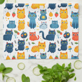 美しいかわいいの遊猫、おもちゃの白いバ キッチンタオル (折り畳み)