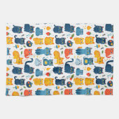 美しいかわいいの遊猫、おもちゃの白いバ キッチンタオル (横)