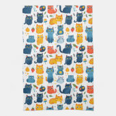 美しいかわいいの遊猫、おもちゃの白いバ キッチンタオル (縦)