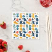 美しいかわいいの遊猫、おもちゃの白いバ スタンダードカクテルナプキン (インサイチュ)