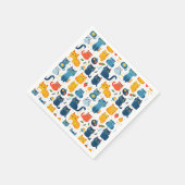 美しいかわいいの遊猫、おもちゃの白いバ スタンダードカクテルナプキン (角)