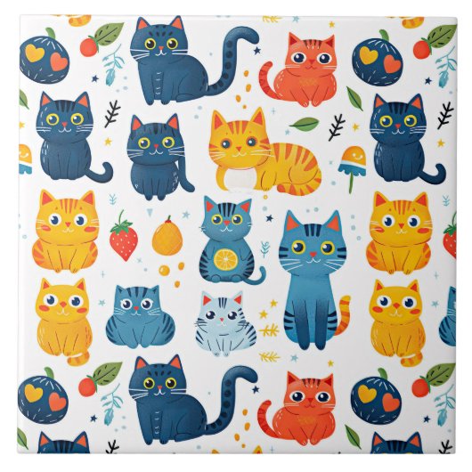 美しいかわいいの遊猫、おもちゃの白いバ タイル (正面)