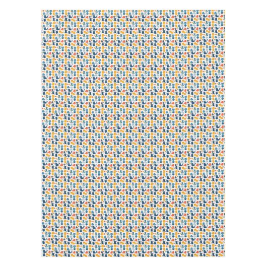 美しいかわいいの遊猫、おもちゃの白いバ テーブルクロス (正面)