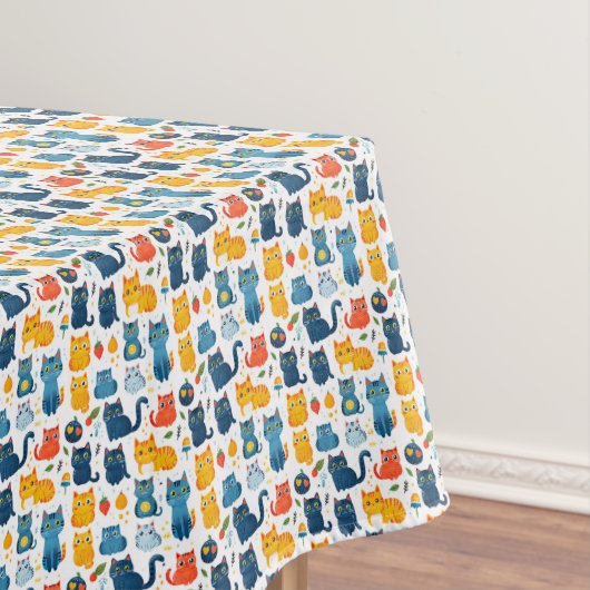 美しいかわいいの遊猫、おもちゃの白いバ テーブルクロス (インサイチュ)