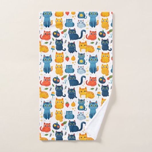美しいかわいいの遊猫、おもちゃの白いバ バスタオルセット (ハンドタオル)