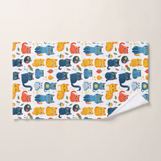 美しいかわいいの遊猫、おもちゃの白いバ バスタオルセット (ハンドタオル)