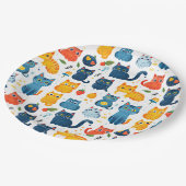 美しいかわいいの遊猫、おもちゃの白いバ ペーパープレート (アングル)