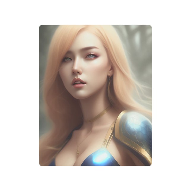 美しいかわいいアジアの少女メタルウォールアート メタルプリント (正面)