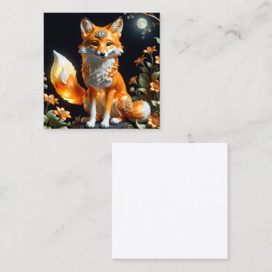 美しいかわいいキツネのオレンジ色の合体ルミネセンス スクエア名刺 (正面/裏面)