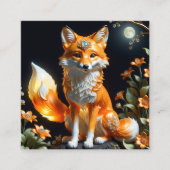 美しいかわいいキツネのオレンジ色の合体ルミネセンス スクエア名刺 (正面)