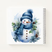 美しいかわいいクリスマス雪だるまブルースカーフを着て ノートブック (裏面)