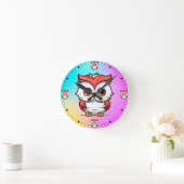 美しいかわいいスタイルフクロウ漫画–77038 ラウンド壁時計 (ホーム)