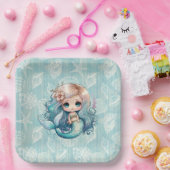 美しいかわいいブロンドマーメイド誕生日 ペーパープレート (パーティー)