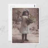 美しいかわいい小さな女の子アンティークはがき ポストカード (正面/裏面)
