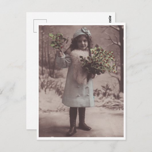 美しいかわいい小さな女の子アンティークはがき ポストカード (正面/裏面)