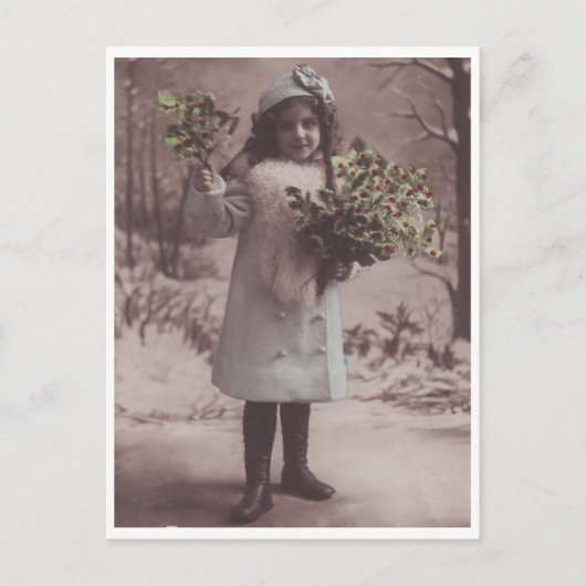 美しいかわいい小さな女の子アンティークはがき ポストカード (正面)