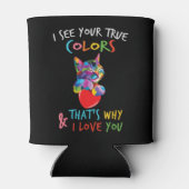 美しいかわいい自閉症意識ネコデザイン 缶クーラー (裏面)