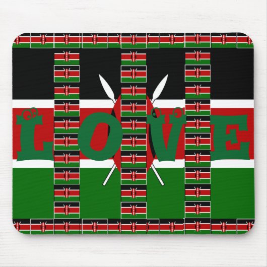 美しいかわいらしユニークな黒の赤の緑 マウスパッド (正面)